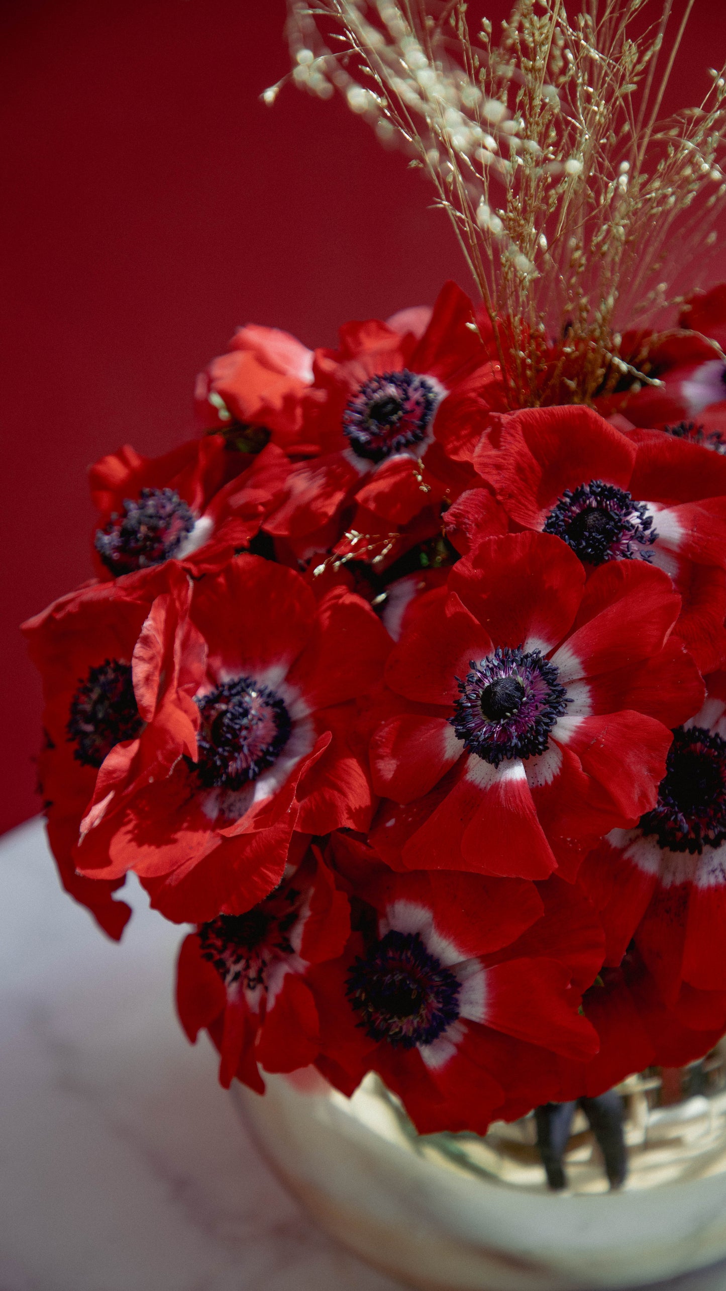Red Flower, Gold Heart Arrangement